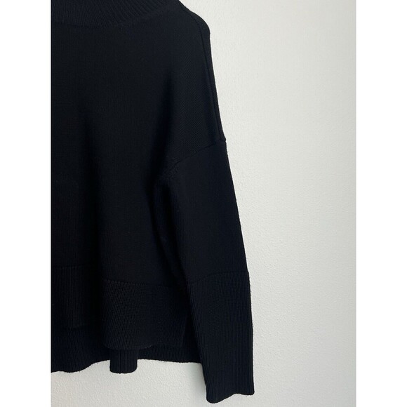ICB New York Women Black Chunky Turtleneck Sweater Asymmetrical Hem 100% Wool XS - Picture 3 of 6